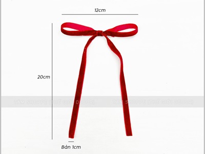 Nơ đỏ mini vải nhung xịn bản 1cm [Cute] PK-NO-06